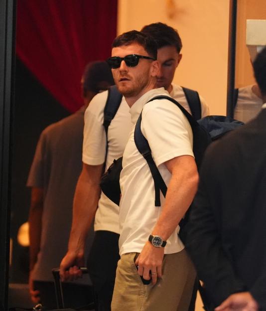 Scotland's Andy Robertson leaving the team hotel in Charlotte, North Carolina.