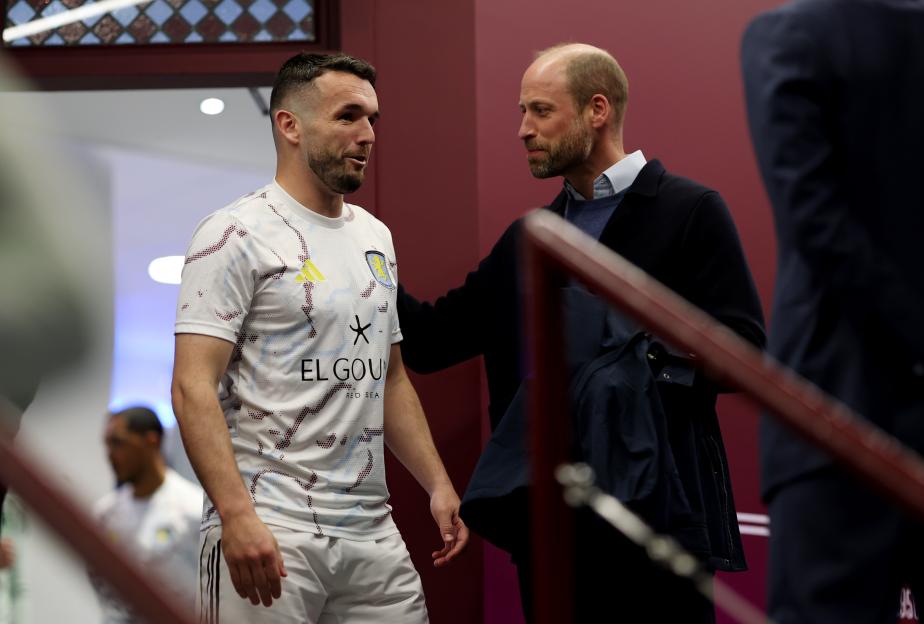 Aston Villa FC player John McGinn talks with Prince William.