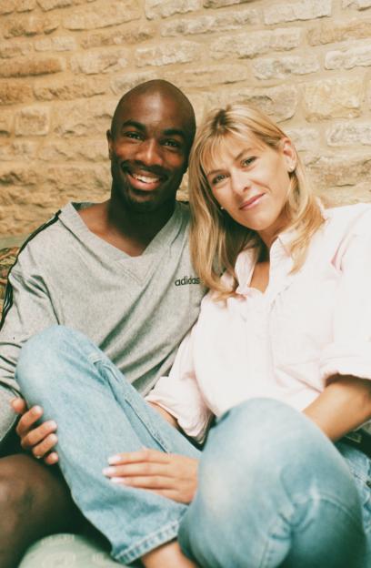 Derek Redmond and Sharron Davies, a married couple, posing together.