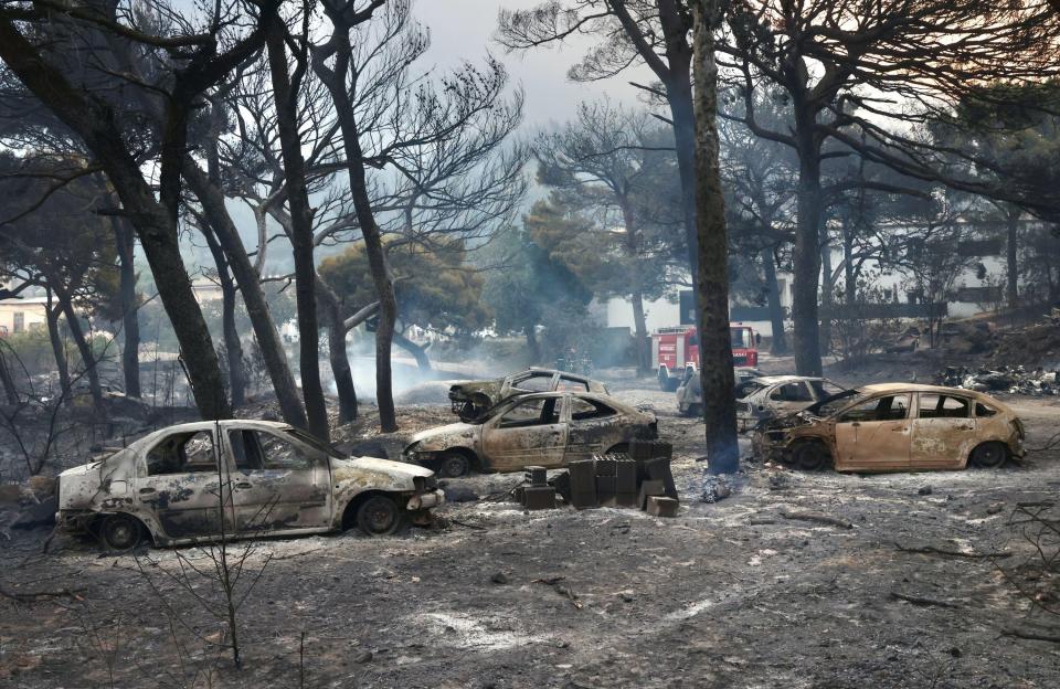 (260814) -- OMIS, Aug. 14, 2026 (Xinhua) -- Photo taken on Aug. 14, 2026 shows the aftermath of a wildfire near the southern Croatian town of Omis. A body has been found at the site of a massive wildfire that swept through wooded and residential area
