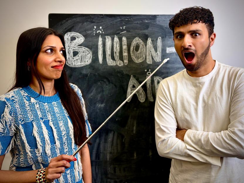 Economist Faiza Sheehan and Shabaz Ali debating whether billionaires are bad.