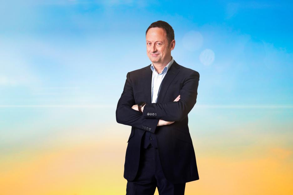 blurred sunset summer sky ss blue and yellow gradient, pastel colors, background for summer concepts and design