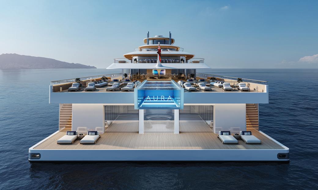 Explore the Futuristic 460ft Superyacht Featuring a Private Beach Club, 40ft Infinity Pool, Spacious Walk-In Wardrobes, and Two Exclusive Limousines!