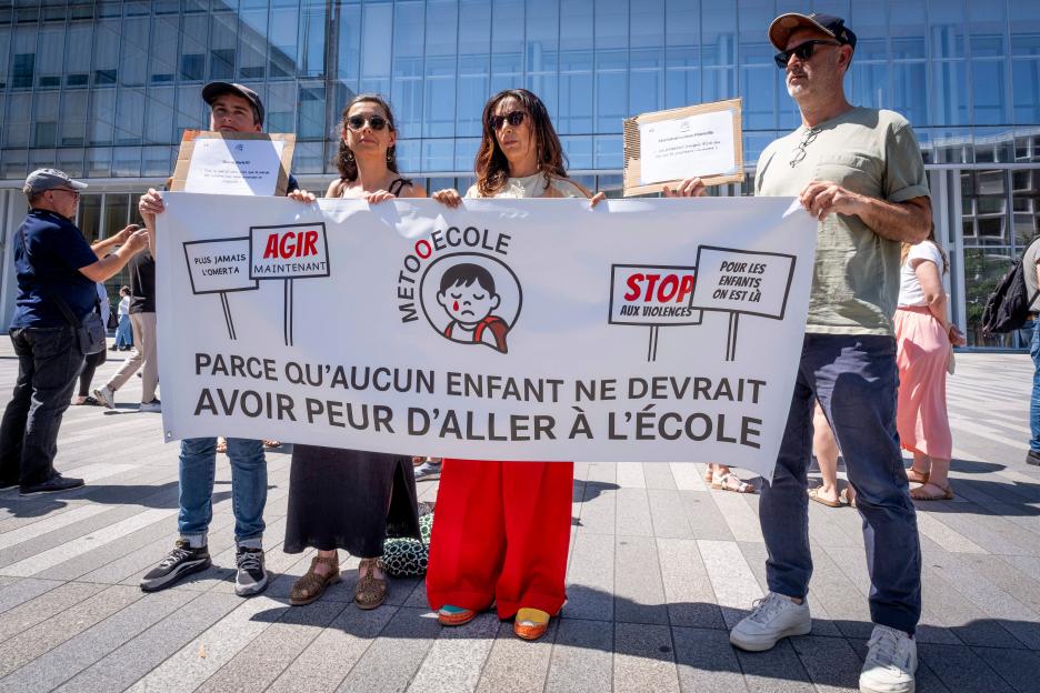 The gathering of the MeTooEcole collective in front of the Paris courthouse, France - 26 May 2026