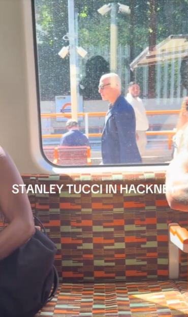Stanley Tucci spotted at a London train station.
