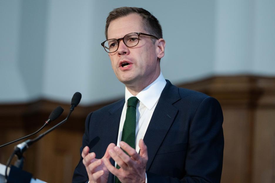 Reform UK Treasury spokesperson Robert Jenrick speaking at a press conference.