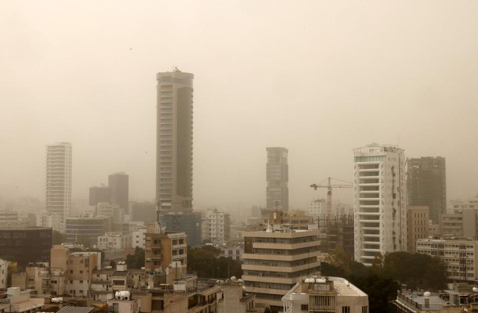 A thick carpet of dust settles over the capital in Nicosia