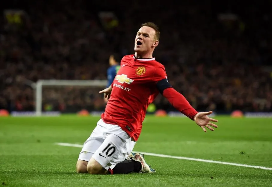Wayne Rooney of Manchester United celebrates a goal during an FA Cup match.
