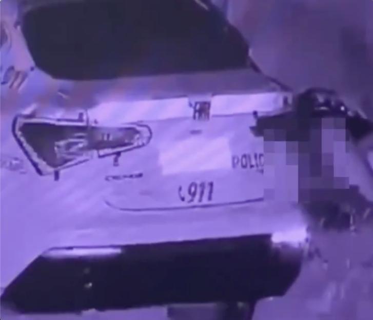 VIDEO: Cop caught romping next to patrol car while on duty