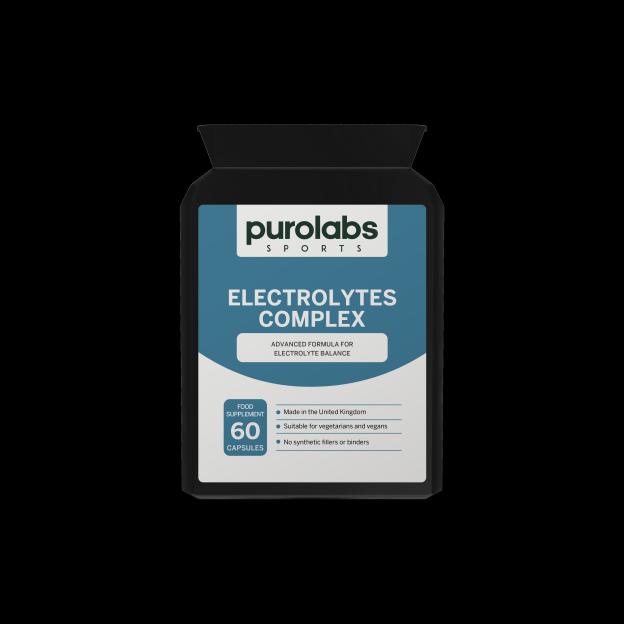 A bottle of Purolabs Electrolytes Complex capsules.