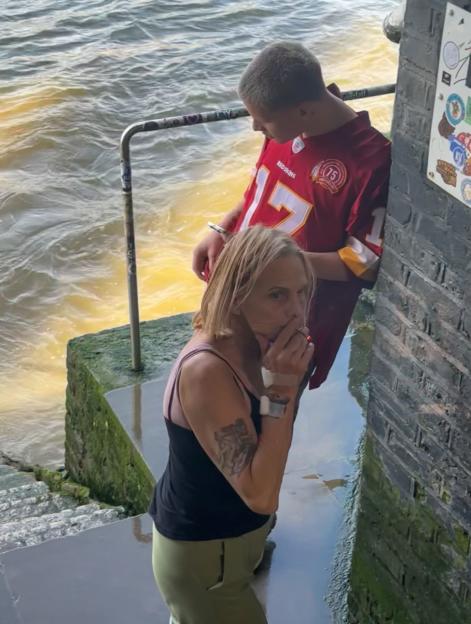 Freddy Brazier, son of Jeff Brazier and the late Jade Goody, was pictured with his grandmother Jackiey Goody near Tower Bridge in South East London yesterday afternoon. Jackiey, who had visible hospital dressings on her right hand, was seen walking w