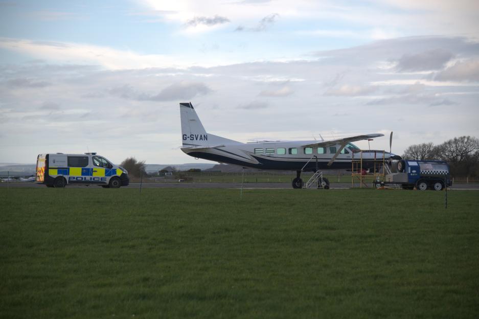 Police van at Dunkeswell Aerodrome.