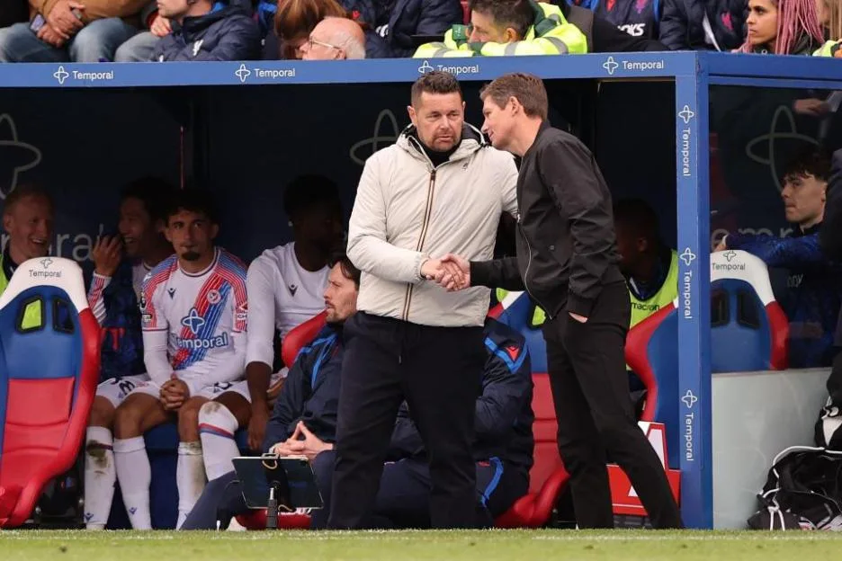 London, UK. 11th Oct, 2026. Pierre Sage manager of Crystal Palace with Oliver Glasner manager of Nottingham Forest during the Crystal Palace vs Nottingham Forest Premier League match at Selhurst Park, London. Picture credit should read: David Klein/S