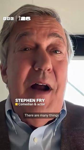 Comedian and actor Stephen Fry in a BBC video for the World Cup.