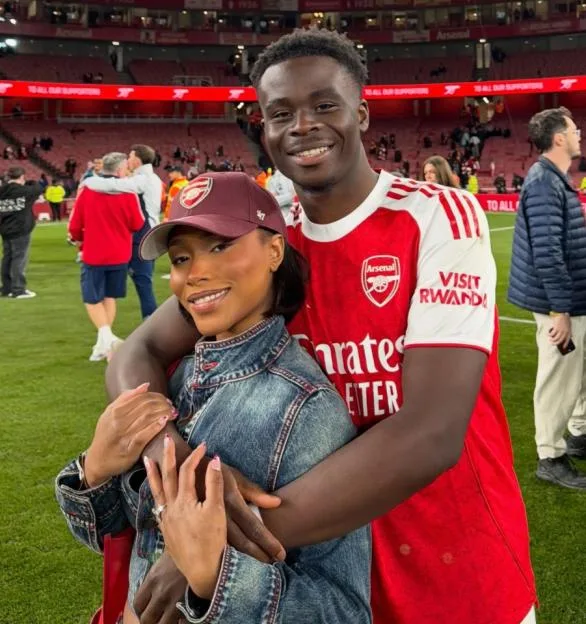 Tolami Benson and Bukayo Saka at the Emirates Stadium.