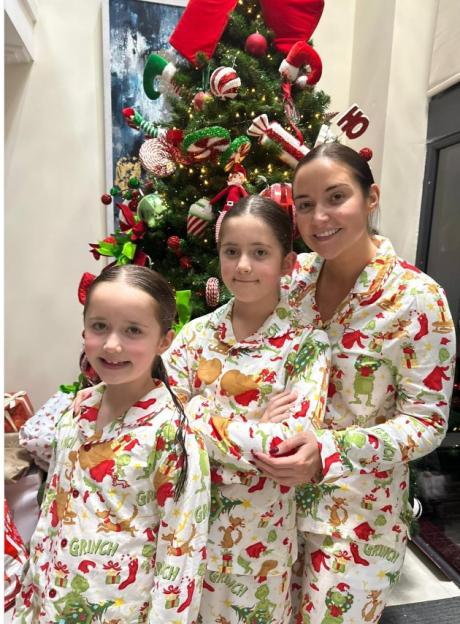 Jacqueline Jossa and her daughters in matching pajamas