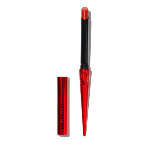 Hourglass Confession Ultra Slim High Intensity Refillable Lipstick in Red 0, with its cap removed.