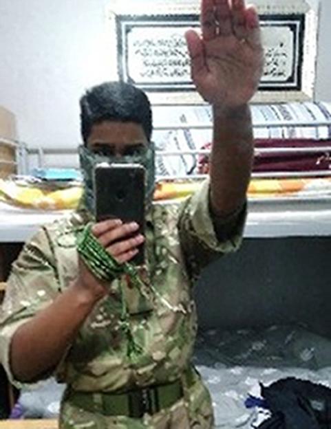 Dihan Rahman making a Nazi salute in a selfie.