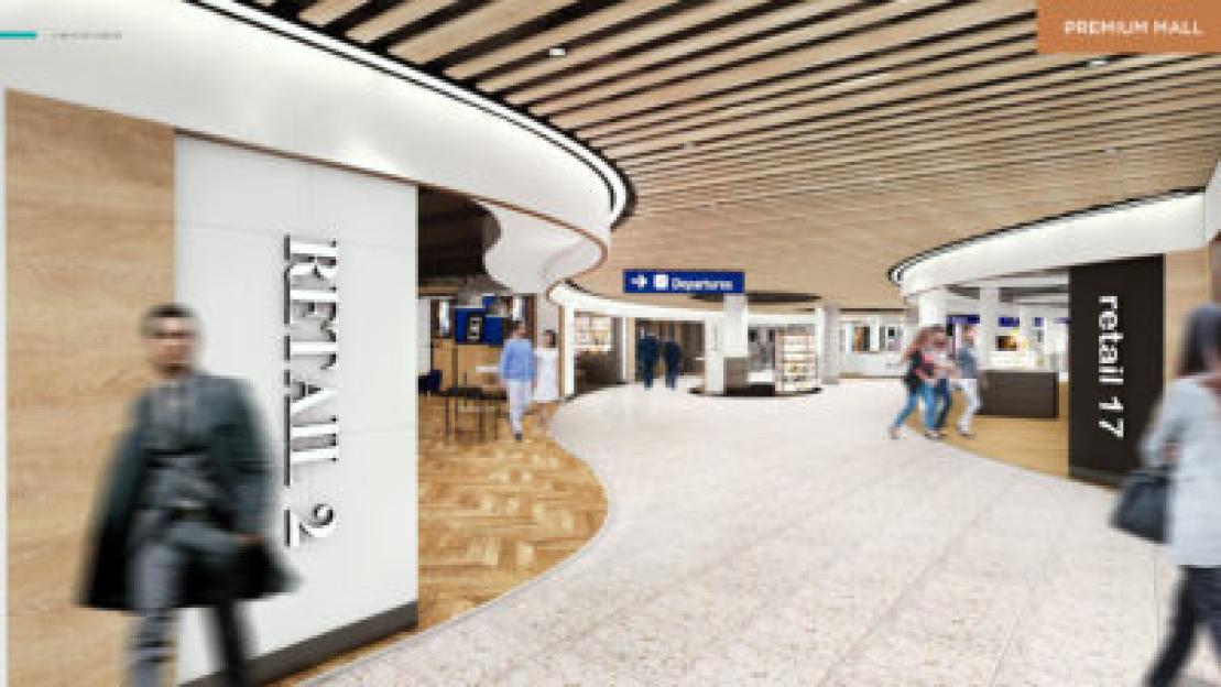 Illustration of the planned interior of the Bristol Airport terminal extension.
