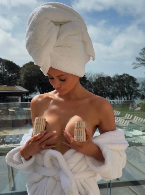Olivia Attwood Poses Topless, Using Cocktail Cans to Keep It Classy in New Photos