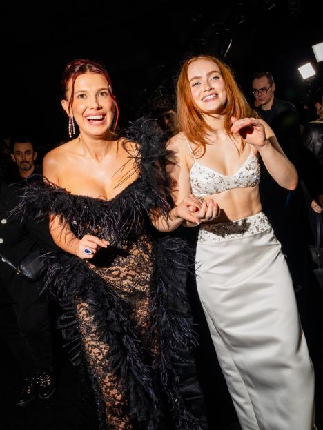 Millie Bobby Brown and Sadie Sink at the Stranger Things Season 5 World Premiere.