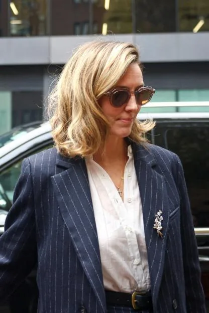 Laura Brand arrives at Southwark Crown Court during Russell Brand's trial.