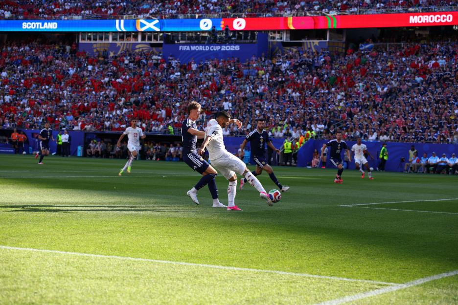 BOSTON, USA - 19th June 2026: Ismael Saibari of Morocco scores his side's first goal during the FIFA World Cup 2026 Group C match between Scotland and Morocco at Boston Stadium (Credit: Craig Mercer/ Alamy Live News)