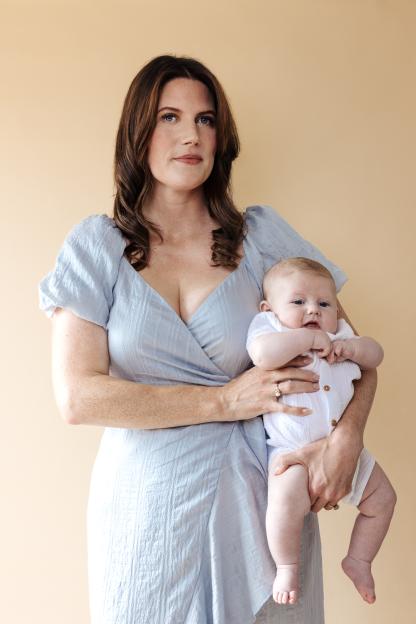 Danielle Spink holding baby Marcus.