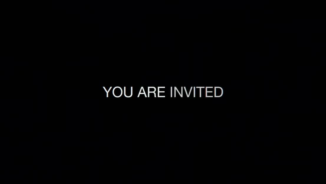 The words "YOU ARE INVITED" appear in white text against a black background.