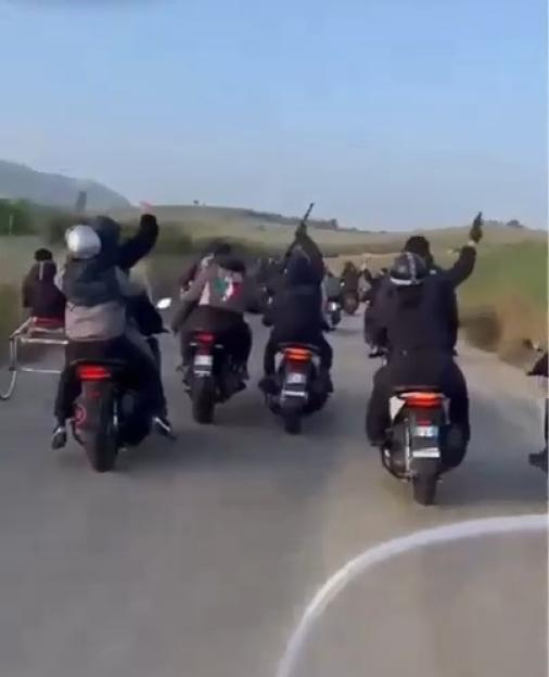 Sicilian Mafia Members Fire AK-47s from Scooters Amidst Illegal Horse-and-Cart Race in the Streets
