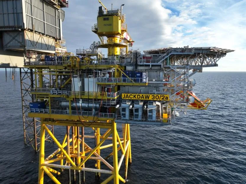 The Jackdaw gas production platform in the North Sea.