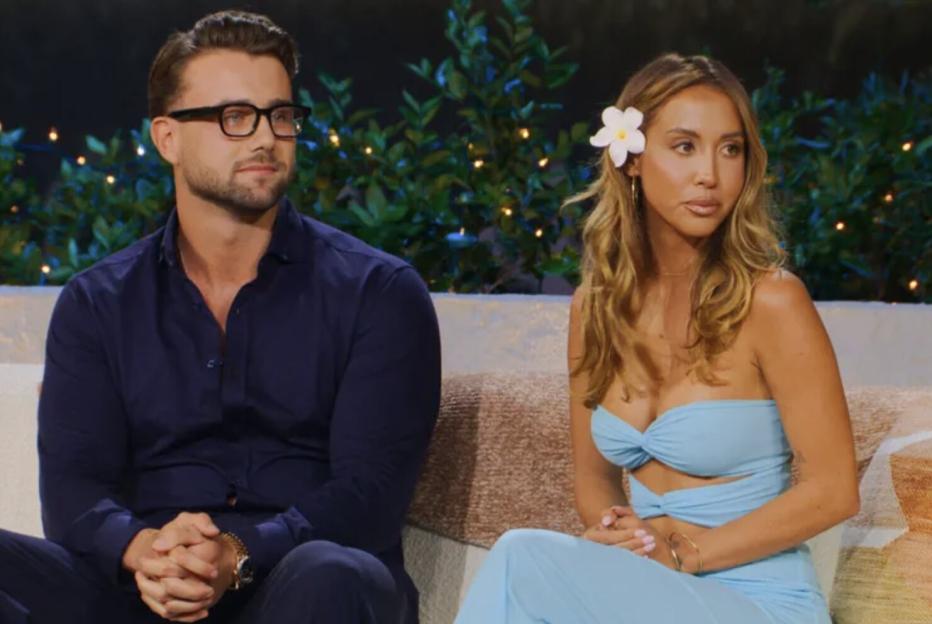 Harry Jowsey and Amber Mozo from "Let's Marry Harry Netflix" seated together.
