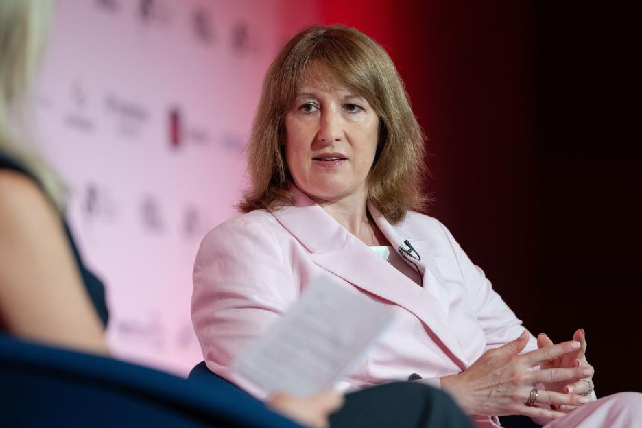 British Chancellor of the Exchequer Rachel Reeves speaking during the British Chambers of Commerce Global Annual Conference.
