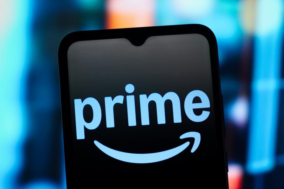 The Amazon Prime logo displayed on a smartphone screen.