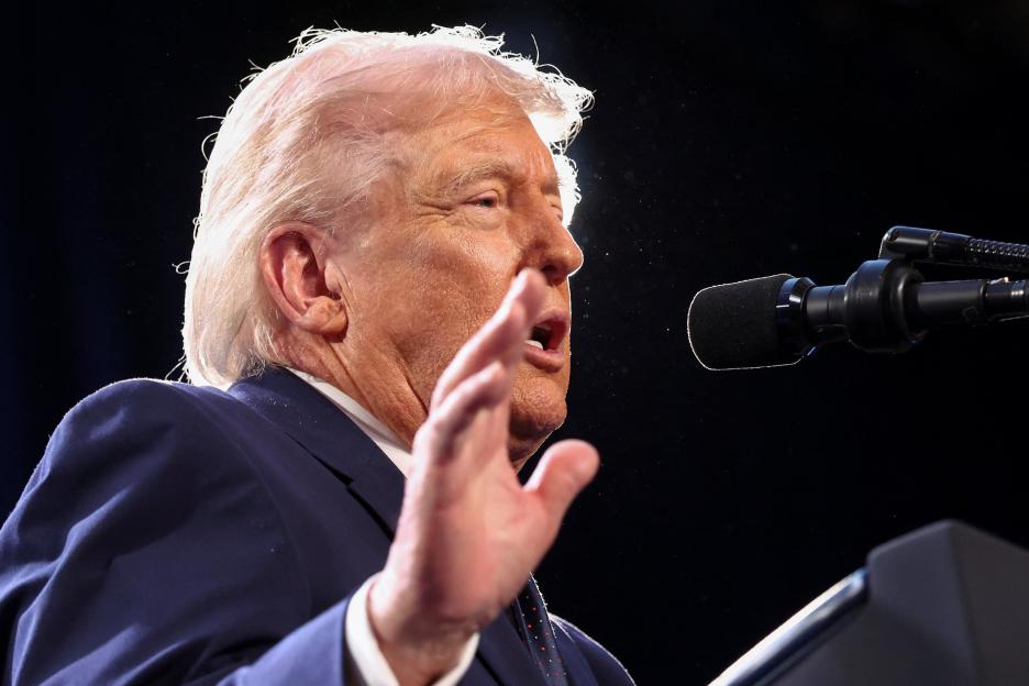 U.S. President Donald Trump delivers remarks to members of the Republican Party, at Trump National Doral Miami in Miami