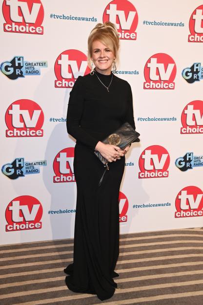 Sally Lindsay poses on the carpet at the TV Choice Awards 2025.