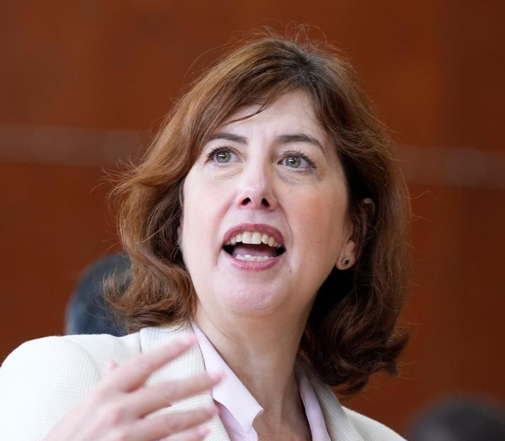 Education Secretary Lucy Powell speaking with a microphone.
