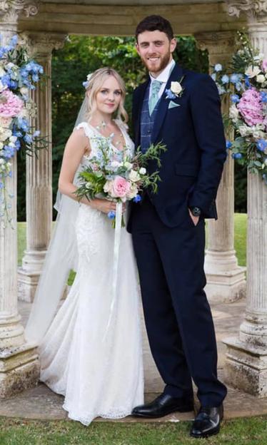 Pc Andrew Harper and his wife, Lissie, celebrating their wedding.