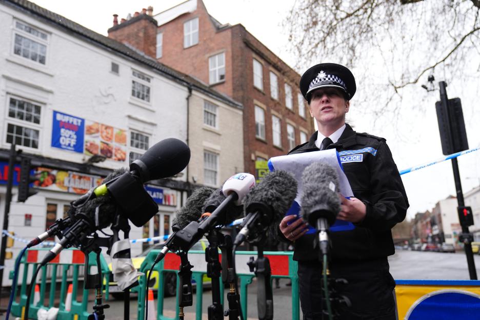 Chief Superintendent Emma Aldred, area commander for Derby, speaking to the media at the scene of an incident.