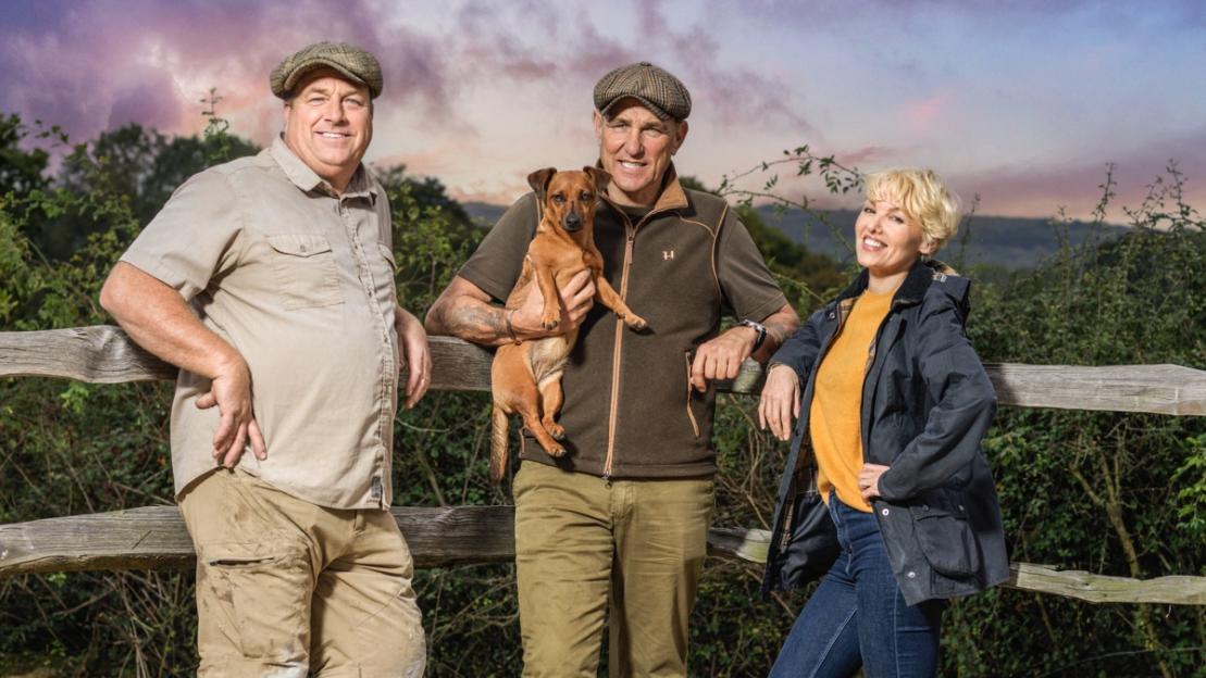 Vinnie Jones and Emma Ford in the countryside.