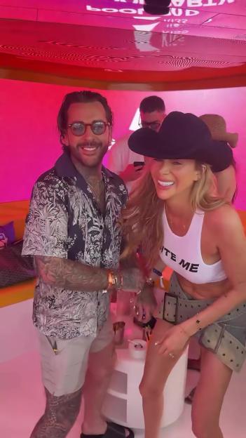 Olivia Attwood and Pete Wicks dancing at a party in Ibiza.