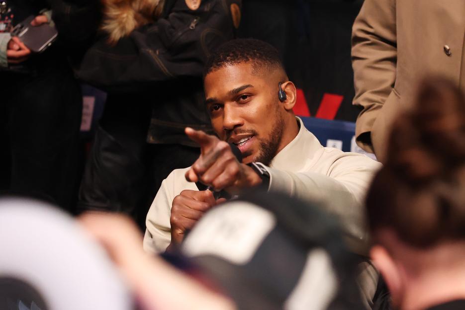 British boxer Anthony Joshua celebrates after defeating US boxer and influencer Jake Paul.