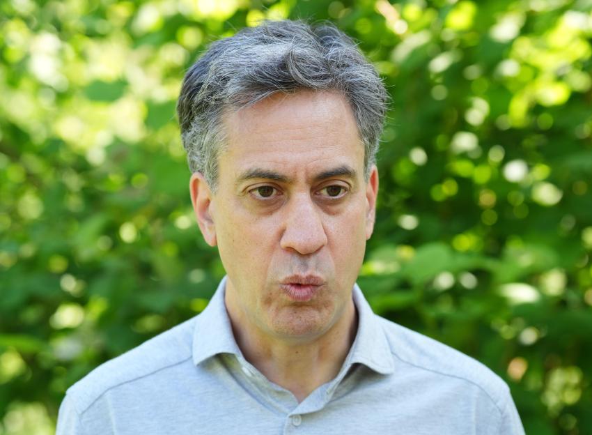 Ed Miliband, Secretary of State for Energy Security and Net Zero, with his lips pursed.