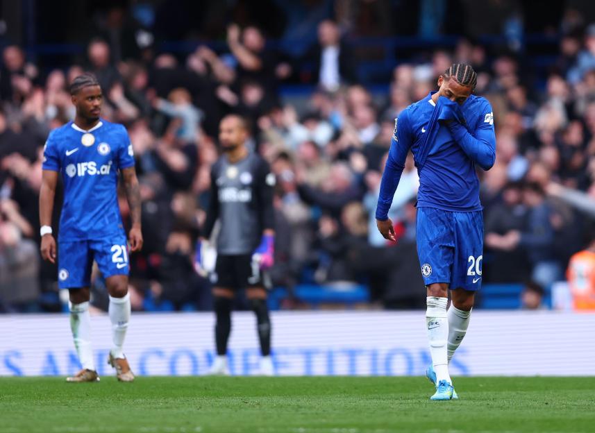 London, UK. 12th Apr, 2026. Joao Pedro of Chelsea looks dejected after Marc Guehi of Manchester City scores to make it 2-0 during the Chelsea vs Manchester City Premier League match at Stamford Bridge, London. Picture credit should read: Paul Terry/S
