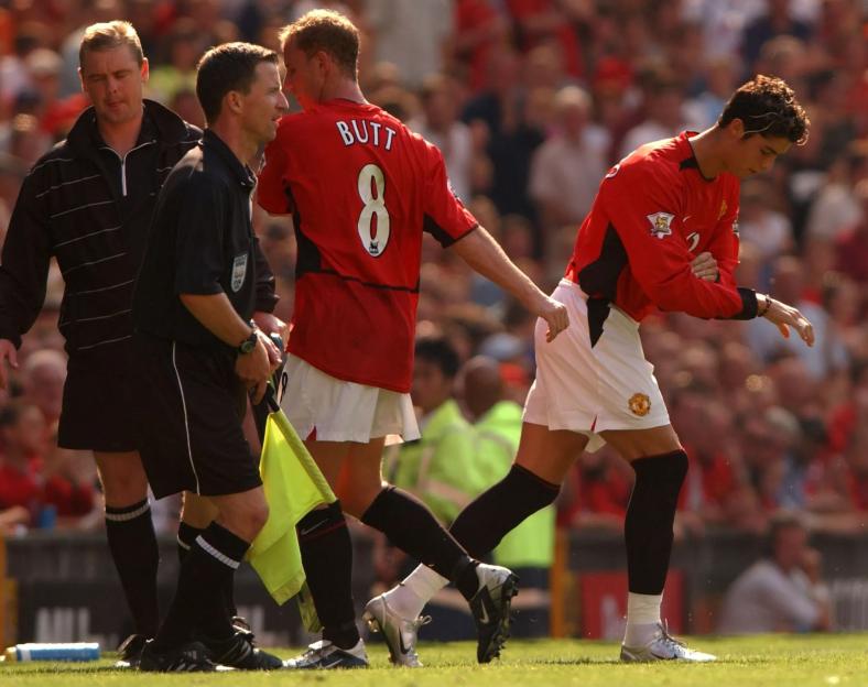 Nicky Butt is substituted for Cristiano Ronaldo - Manchester United
