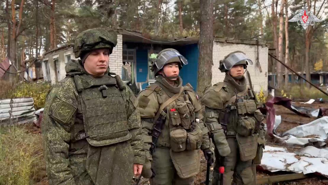 Russian and North Korean troops take part in training in Kursk region