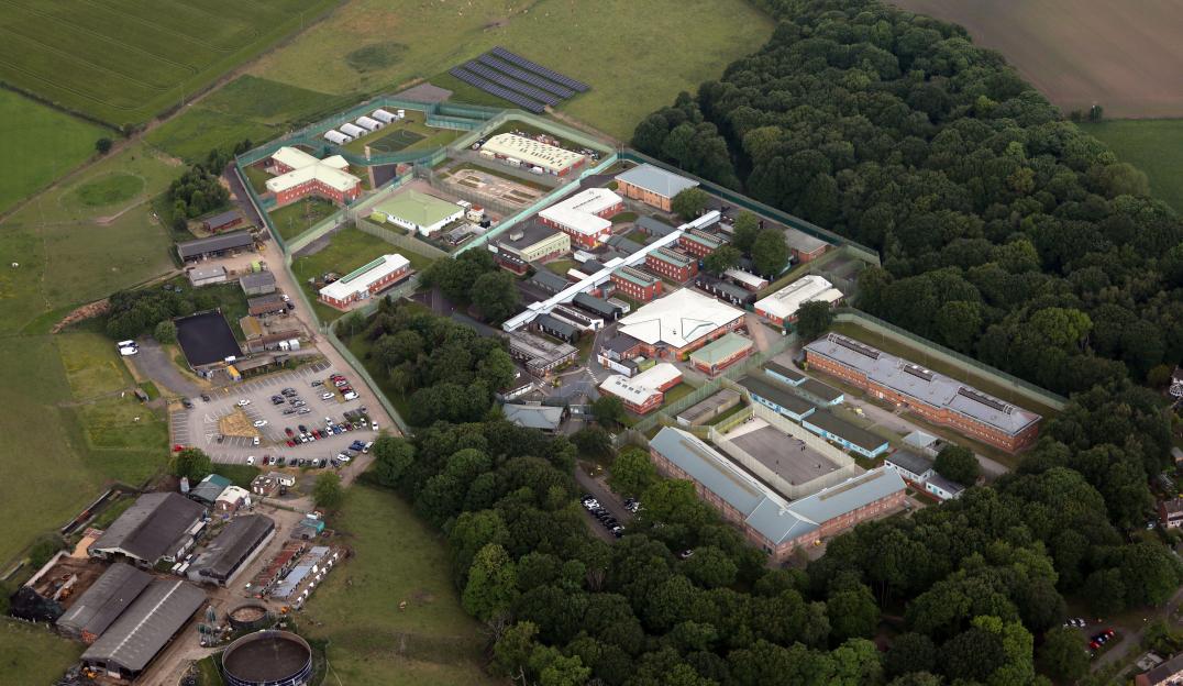 Aerial view of HMP New Hall Prison, near Flockton, Wakefield.