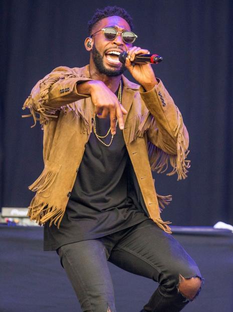 Collage of Tinie Tempah as a pop star and in a normal job.