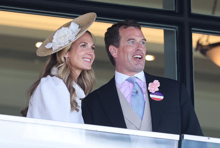 Harriet Sperling and Peter Phillips smiling at Royal Ascot.