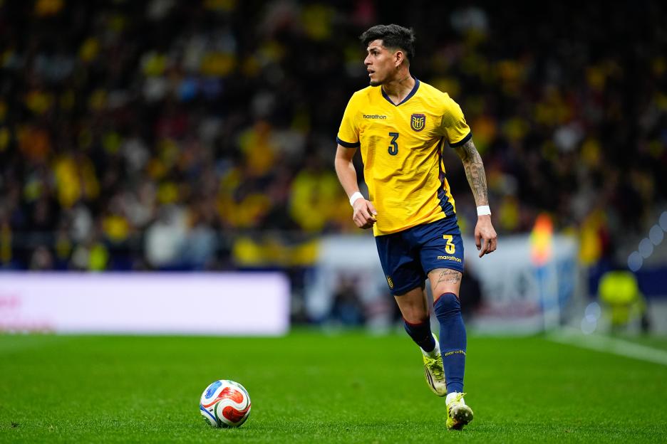 Piero Hincapie of Ecuador in action during an international friendly match.